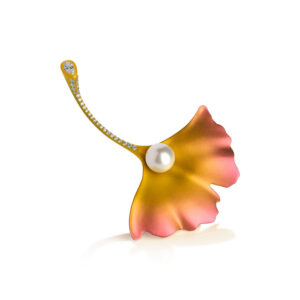 Titanium Ginkgo Brooch