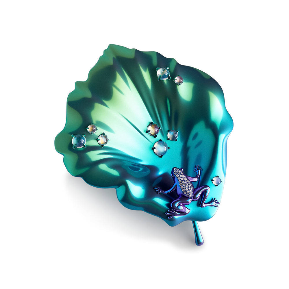 Frog on Lotus Brooch - Image 1