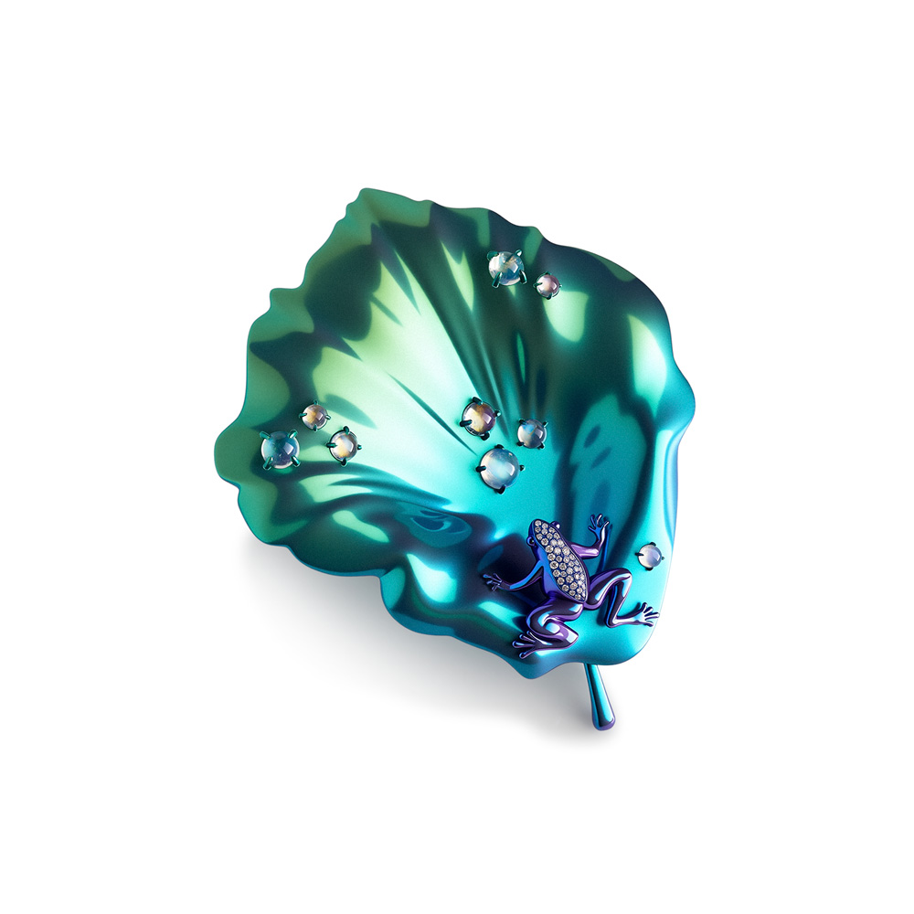 Frog on Lotus Brooch